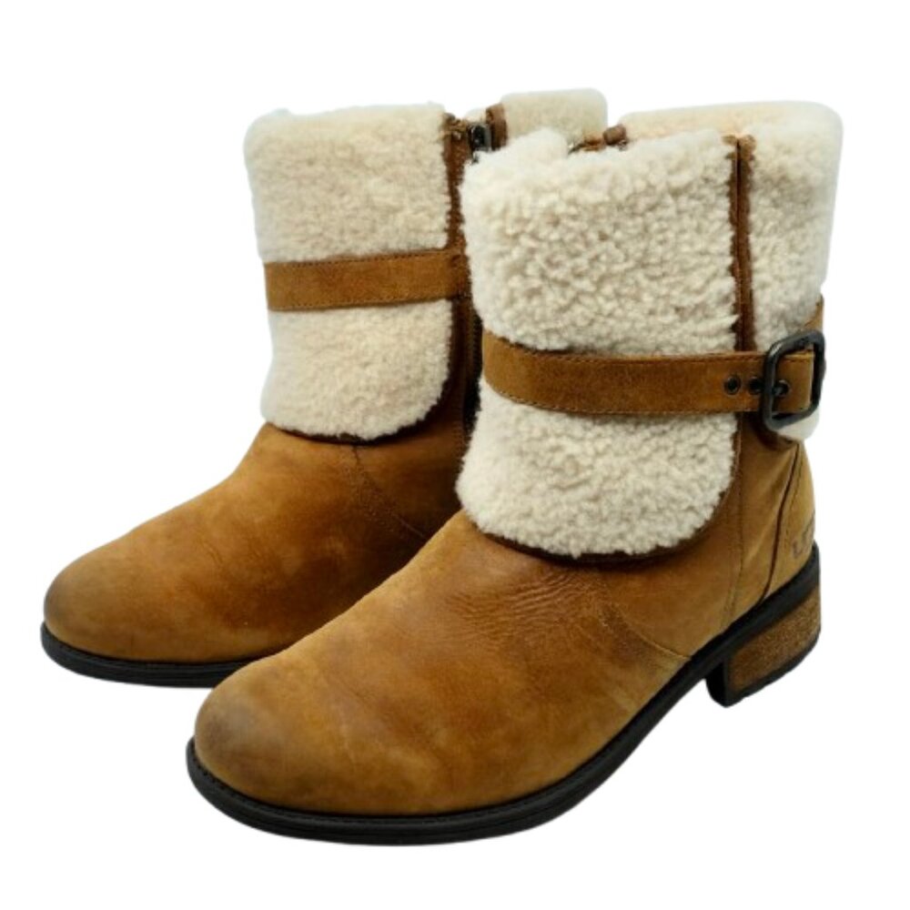 UGG~Women Blayre II Shearling Genuine Cuff Suede Boots 1008220 - Chestnut Size 9 - Picture 1 of 7
